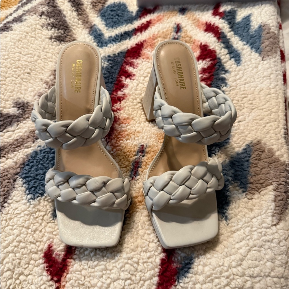 Fashionaire Braided Strap Heels - Light Gray